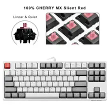 Механическая клавиатура TKL без подсветки-Cherry MX Silent Red-компактная эргономичная конструкция 87 клавиш игровая клавиатура(QWERTY-US раскладка