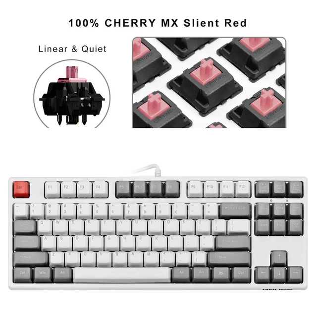 Mechanical TKL -Cherry MX Silent Compact Erogonomic Design 87 Keys Keyboard (