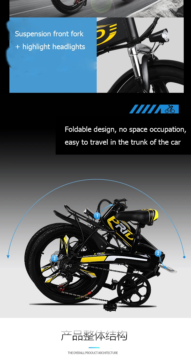 Clearance Electric bike 20inch Aluminum Folding bike 48V12.5A Battery electric Bicycle 350W Powerful Motor Mountain e bike Snow/city ebike 13