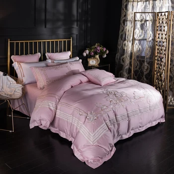 

Classic European Style Embroidery Bedding Set Queen King Size Duvet Cover Sheets Pillowcase Luxury Egyptian Cotton Home Textiles
