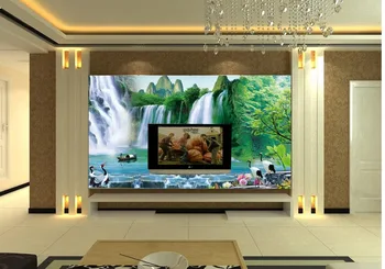 

Home Decoration Making money flowing waterfall crane wallpapers for living room custom photo wallpaper