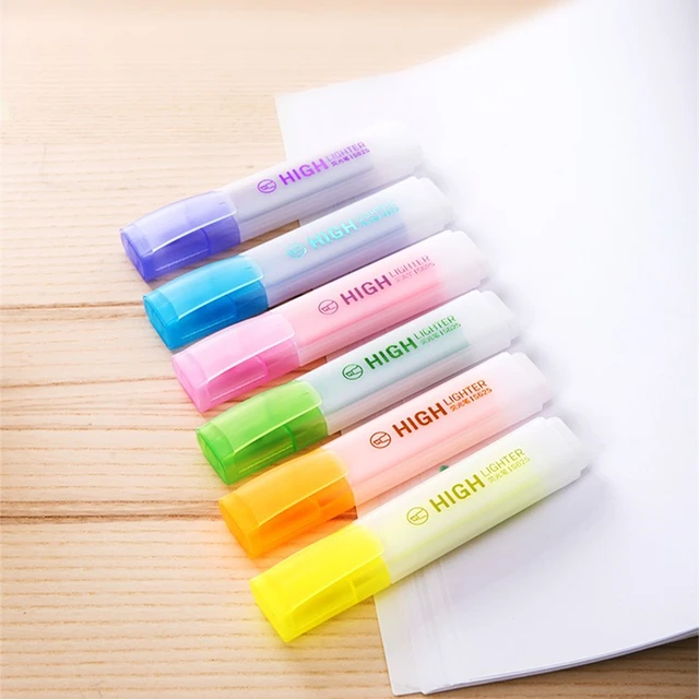 Stylo marqueur de couleur Jumbo, corps Transparent, surligneur de couleur  pour papier, copie de copie, doublure de point, papeterie fournitures  scolaires et de bureau A6070 - AliExpress