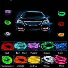 3m 12V Car LED Cold light Flexible Neon EL Wire Auto Lamps Atmosphere Lamp car-styling Car Ambient Decorative LED Strip lamps