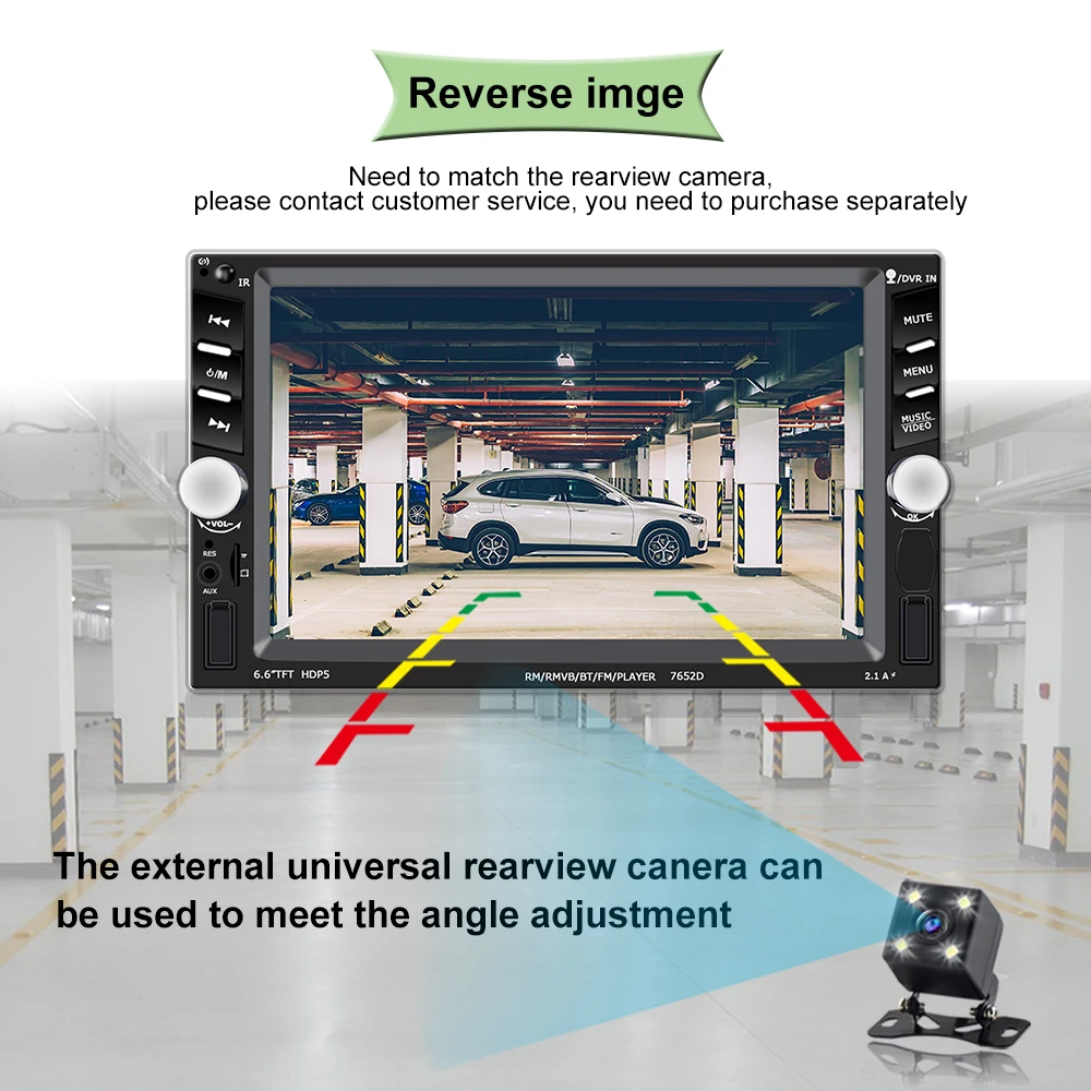 7652D радио автомобиля 2 din 6,6 сенсорный экран автомобиля стерео аудио bluetooth araba teypleri камера заднего вида multimidia carro Авторадио