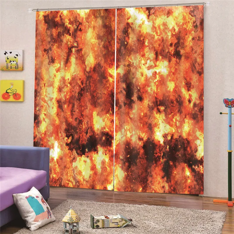 3D Digital Print Fire Curtains Window for Living Room Bedroom Kitchen