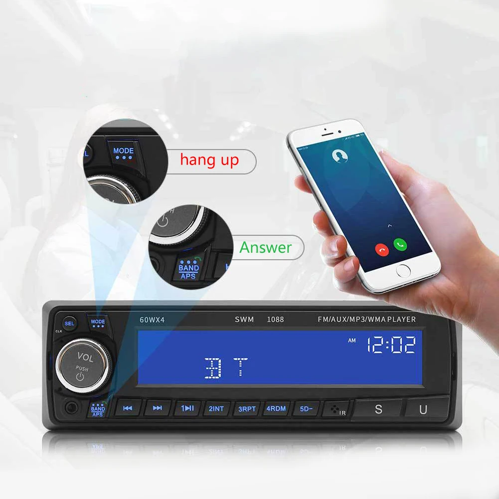 Абсолютно Автомобильный видеорегистратор AUX Вход MP3 радио плеер Одношпиндельные автомобиля набор беспроводной связи по стандарту Bluetooth MP3-плееры