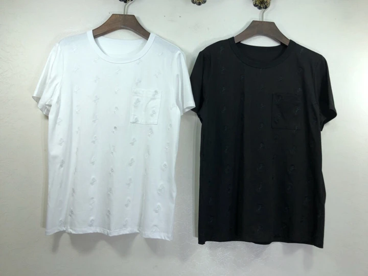 Petit Du D'impression 100 Courtes blanc Décoration ensemble À Jacket1217 Noir Début Modèle 2019 Rond Printemps Col Manches Au Pur Couleur 5Y87qxW
