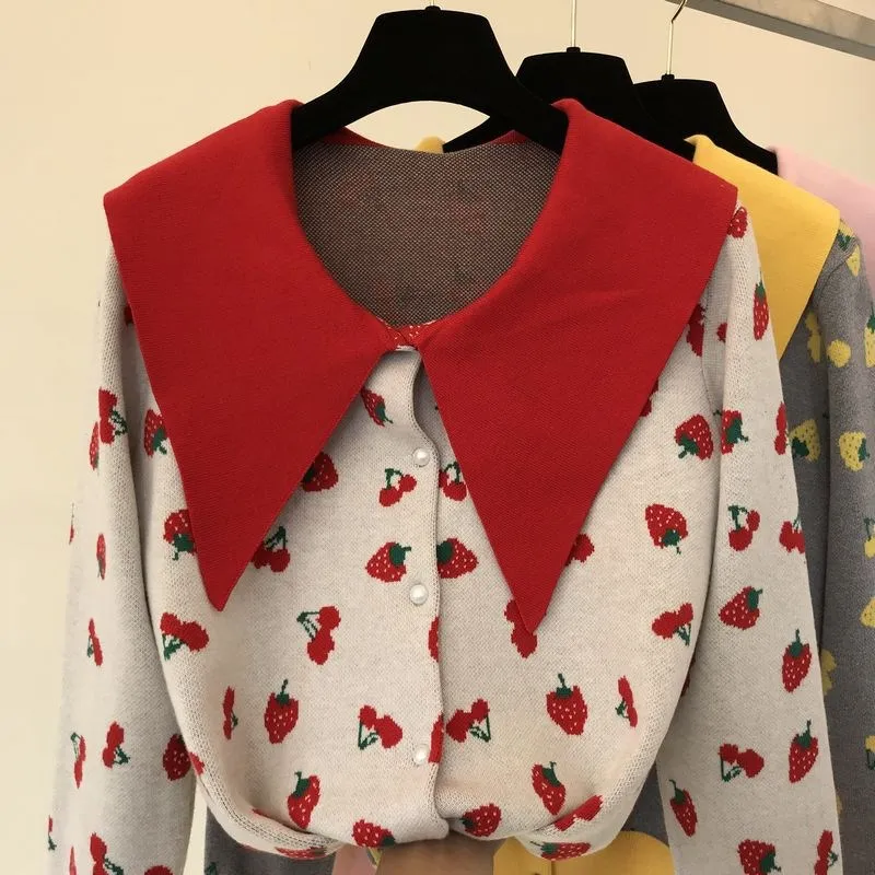 

Fashion Sweaters Cozy Print Sweater Cardigans Kawaii Tops Pull Femme Vintage Fashion Sweater Top