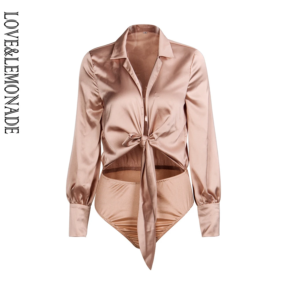 

Love&Lemonade Sexy Nude Deep V-Neck Tie-Up Decoration Bodysuit LM81667