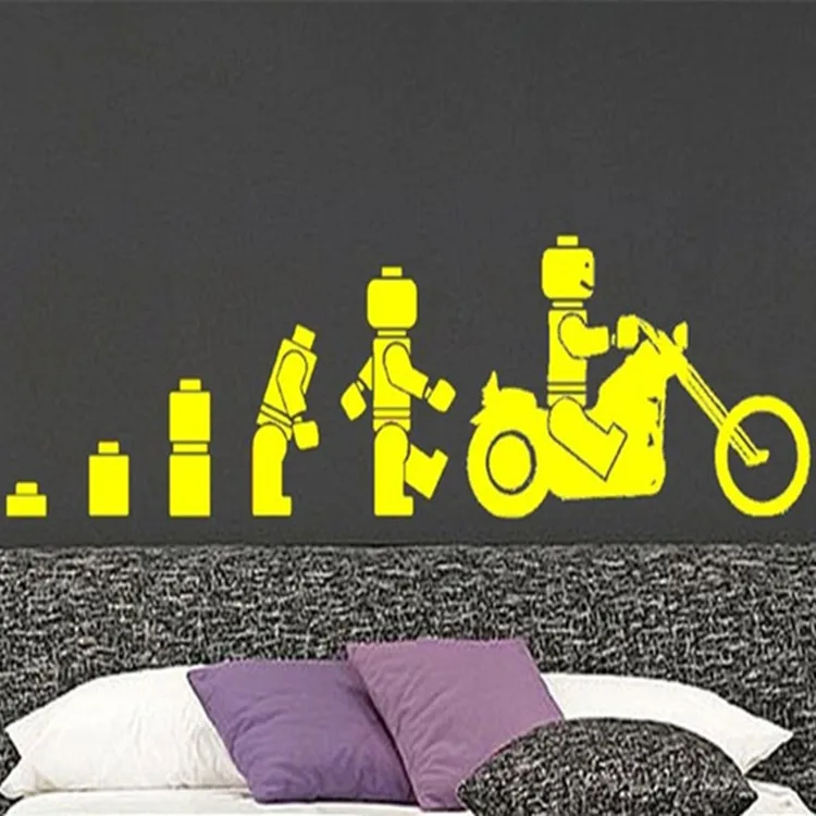 free shipping LEGO EVOLUTION Of The Motorbike Decal WALL STICKER ,Lego Wall Art Vinyl Stencil