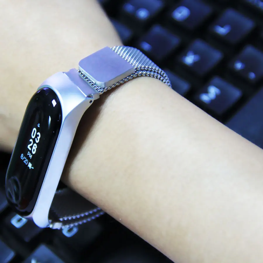 

MiBand 3 Wrist Magnetic button Belt Bracelet for Xiaomi Mi Band 3 Strap Screwless for Mi Band 3 Strap Metal Stainless Steel