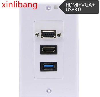 

HDMI VGA usb3.0 Wall Plate Composite Jack Outlet HDTV 1080pABS