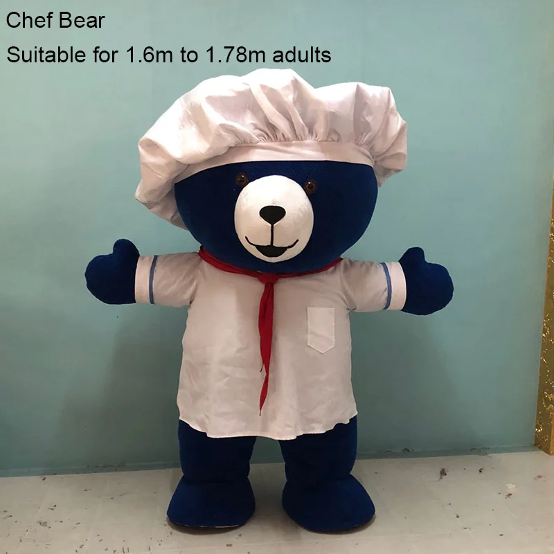 Талисман Медведь надувной костюм настроить взрослый подходит для плюшевого медведя талисман костюм животного коричневый цвет с воздуходувкой - Цвет: chef bear