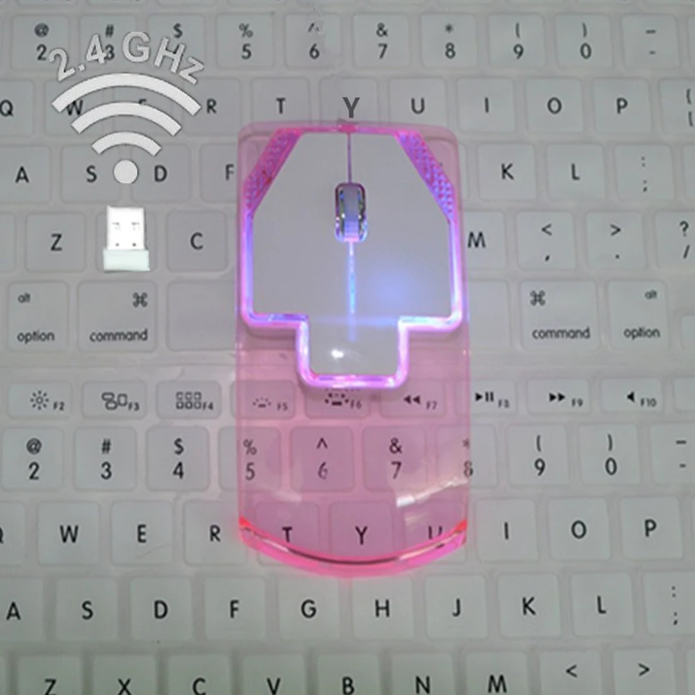 2,4G беспроводная мышь тихий геймер прозрачный светодиодный ультратонкий 1000 dpi светится в темноте Игровые мыши для ноутбука