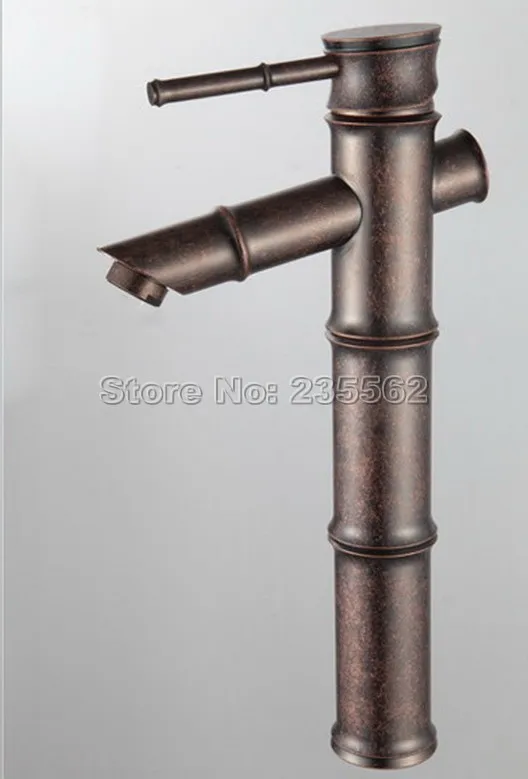 

Antique Copper Single Lever Bamboo Bathroom Vessel Sink Basin Hot & Cold Faucet Mixer Tap Cnn006