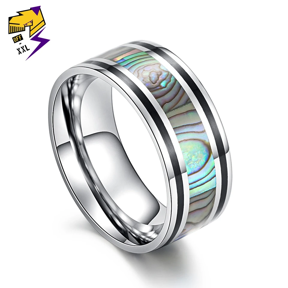 

Fashion Abstract Enamel Abalone Shell Rings for Men Titanium Steel Wedding Bands Multicolor Finger Ring Women Gift Jewelry