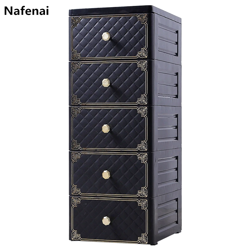 

Plastic wardrobe Multifunctional plastic cabinet to closet 5-Layer Storage box Cart PP Material Durable and Suitable for Home