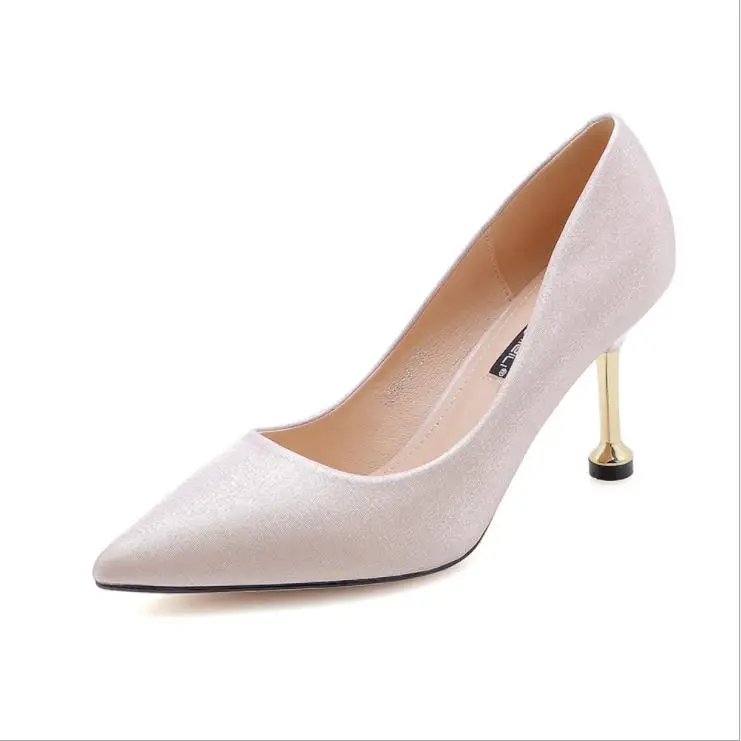 

2019 spring and autumn new pointed high heels single shoes women's electroplating fine suede professional work shoes women's sho
