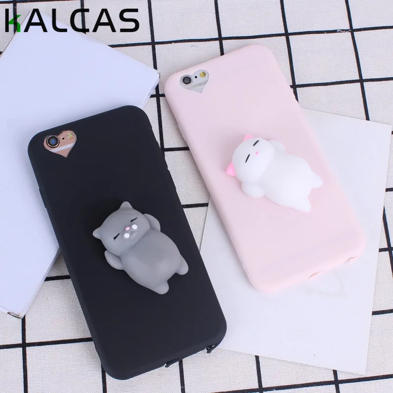 2017 Squishy Phone Case For iPhone 5 5S SE 6 6S 7 Plus Cases Cute 3D Toys Pressure Release Candy Silicon Soft Heart Hole Cover |