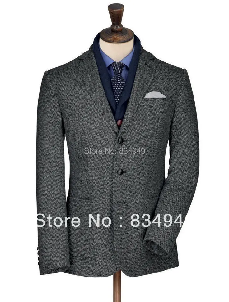 

Herringbone Tweed Jacket Custom Made Dark Grey Tweed Suit Tailor Made Jacket Mens Vintage Tweed Jackets 2016 Tweed Winter Blazer