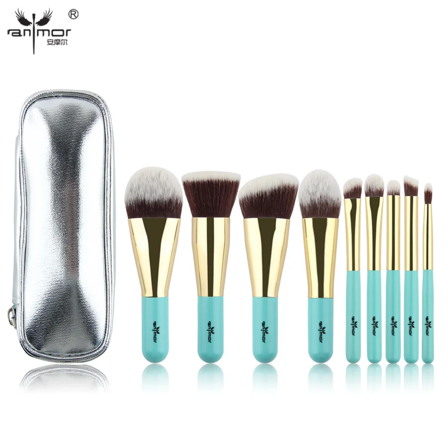 Free Shipment Synthetic Hair Lovely Mini Makeup Brushes Set 9 Pieces Make Up Brush Kit