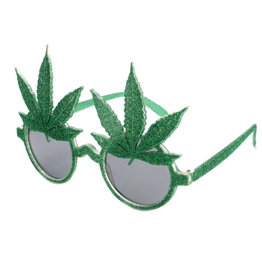 Реквизит для костюмированной маски, зеленые блестящие очки в виде кленового листа, вечерние аксессуары, праздничные вечерние украшения