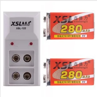 

2PCS XSL - 9 v 6f22 rechargeable battery 280mAh battery microphone multimeter battery + 1PCS 9 v battery charger