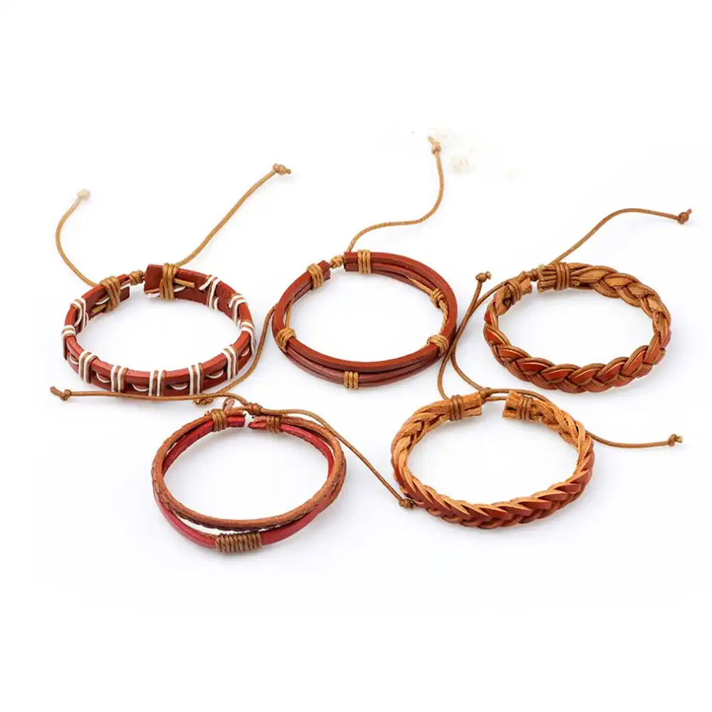 Detail Feedback Questions About 5pcs Lot Handmade Women S Bracelets 5pcs Lot Handmade Women S Bracelets Woven Multi Layer Hollow Design Pu Leather Simple Braided