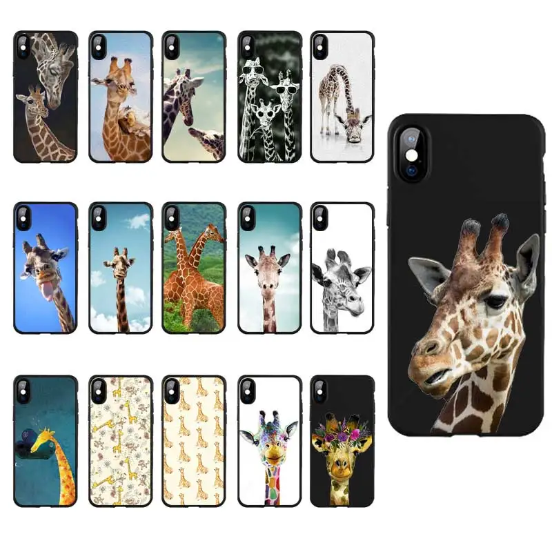 M228 Черный силиконовый чехол с забавным жирафом для Apple iPhone 11 Pro XR XS Max X 8 7 6 6S Plus 5 5S 5G