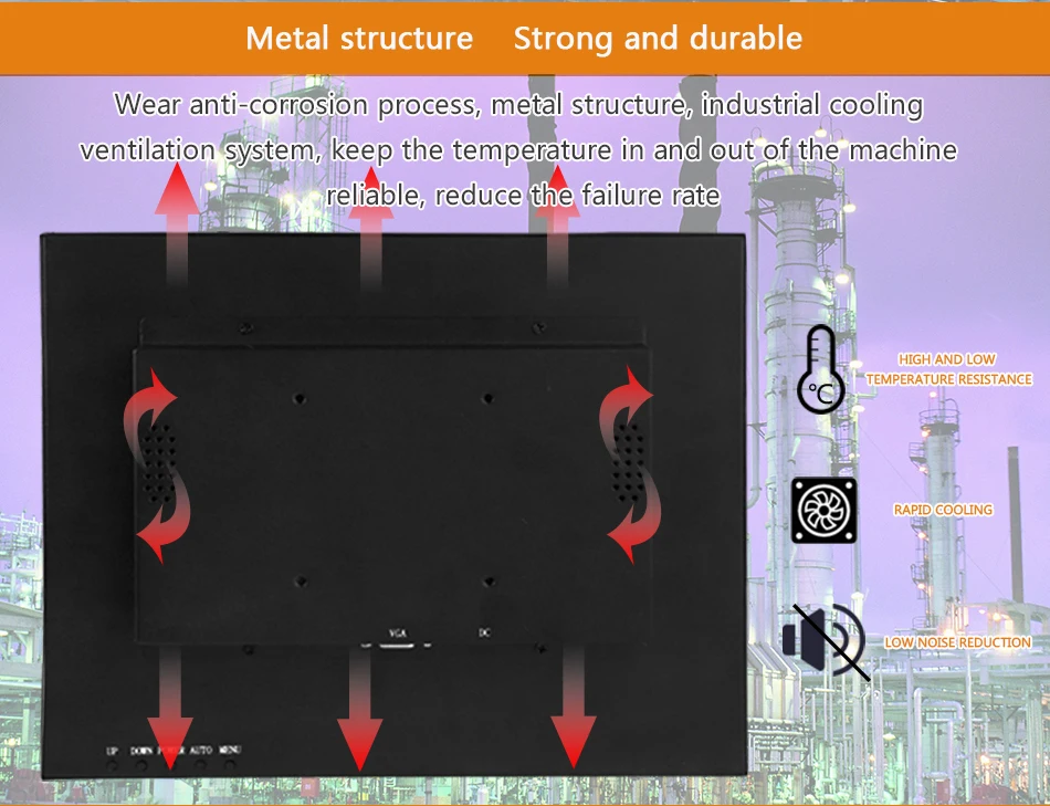 10. 4/10 "VGA/DVI интерфейса non-touch Экран промышленного мониторинга машины металла В виде ракушки Встроенный ЖК-монитор 10 24*768 вешалкой закреплены