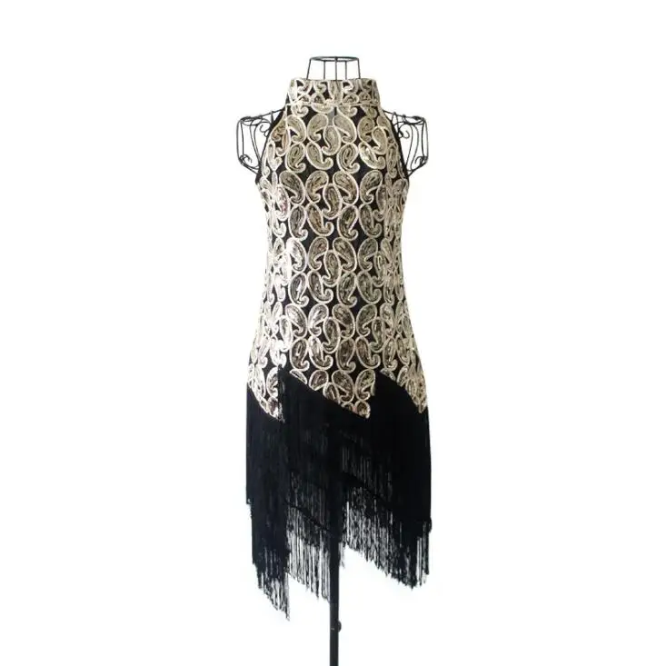 Новое женское сексуальное необычное платье с кисточками украшенное аппликацией