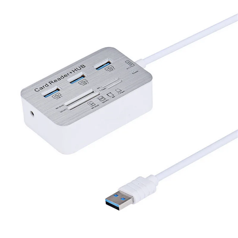 BinFul High Speed Aluminum Usb 3 0 Hub with 3 Ports Power Interface TF SD M2 2