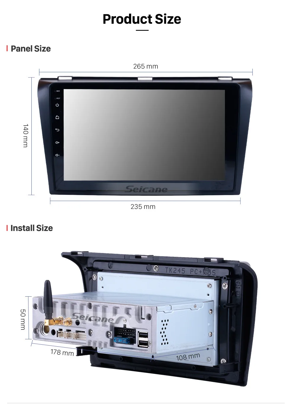 Excellent Seicane Car Multimedia player 1 Din For 2004 2005 2006 2007 2008 2009 Mazda 3 9 inch Android 9.0 8-Core 4GB RAM GPS Navigation 17