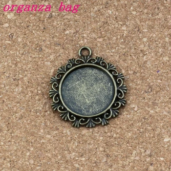 

Round Photo Frame Charm Pendants 50Pcs / lots 30x34mm Alloy jewelry DIY Fit Bracelets Necklace Earrings Antique bronze A-333