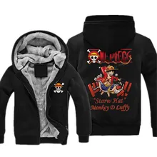 Одна штука Толстовка японская аниме пальто Луффи Чоппер принт уплотненная молния капюшон цельная куртка повседневная мужская флисовая Толстовка Новинка