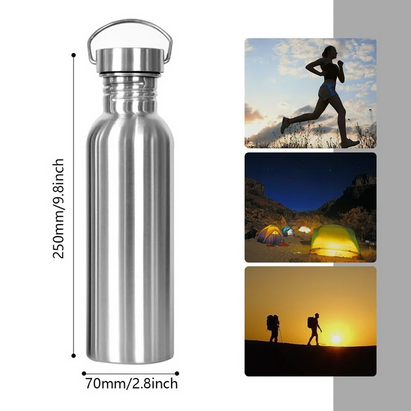 Urijk Fashion 350/500/750ml Large Capacity Stainless Steel Single Layer Sports Kettle Outdoor Bicycle Water Bottles