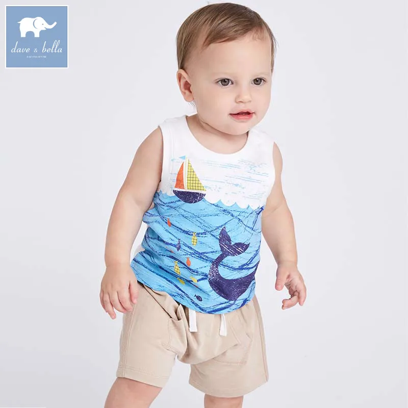

Dave bella summer baby boys fashion clothing sets kids ocean print suit children high quality costumes DBA6373