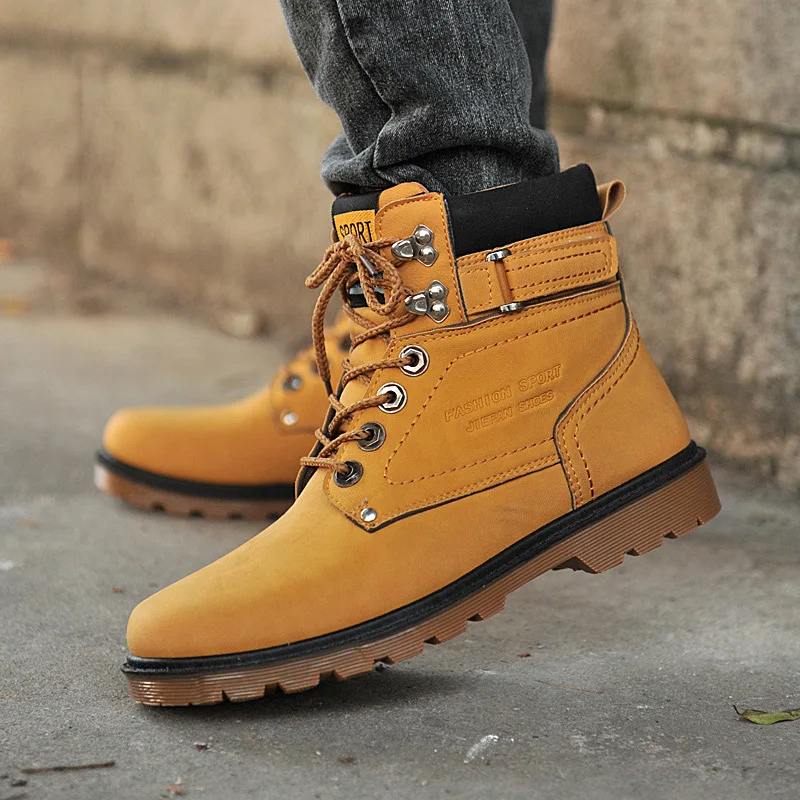

Winter Boots For Men Boots Male Fashion Design Ankle Suede Leather Boots Flat Heels Botas Masculinas Warm Winter Shoes