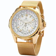 МГ. ORKINA Мужские Часы Лучший Бренд Класса Люкс Золотой Сетки Группа Японии Движение Шесть рук Многофункциональный Кварцевые Часы Zegarek Мужчины