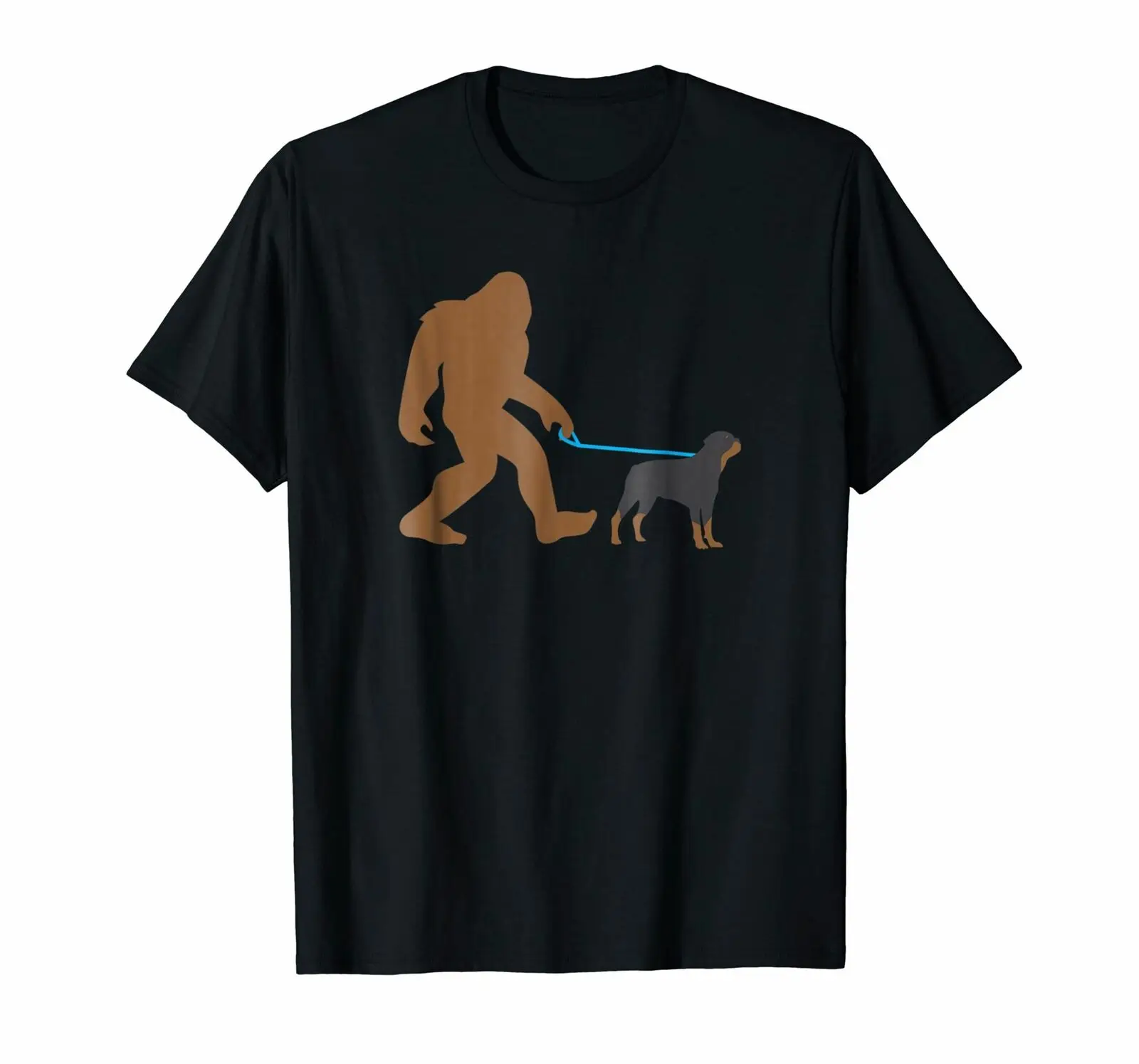 

Bigfoot Walking Rottweiler Dog Shirt, Funny Sasquatch Gift Tees Men's Short Sleeve
