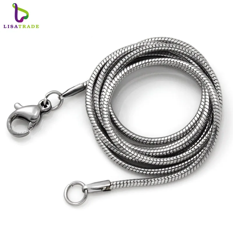 

diylocket wholesale 316L Stainless steel Snake Chain necklace High Quality Natural Color necklaechain With steel Clasp 10pcs/lot