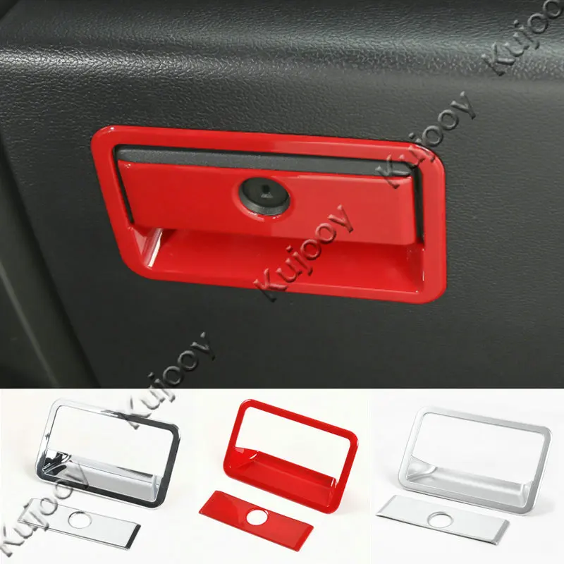 

Red/Silver/Chrome Car Copilot Position Storage Box Handle Decor Bowl Frame Cover Trim Sticker For Ford F150 2015+ Car Styling