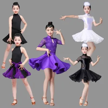 

Modern Latin Dance Dress for Girls Competition Children Ballroom Lace Samba Kids Salsa Skirt Tango Practice Dancewear Cha Cha