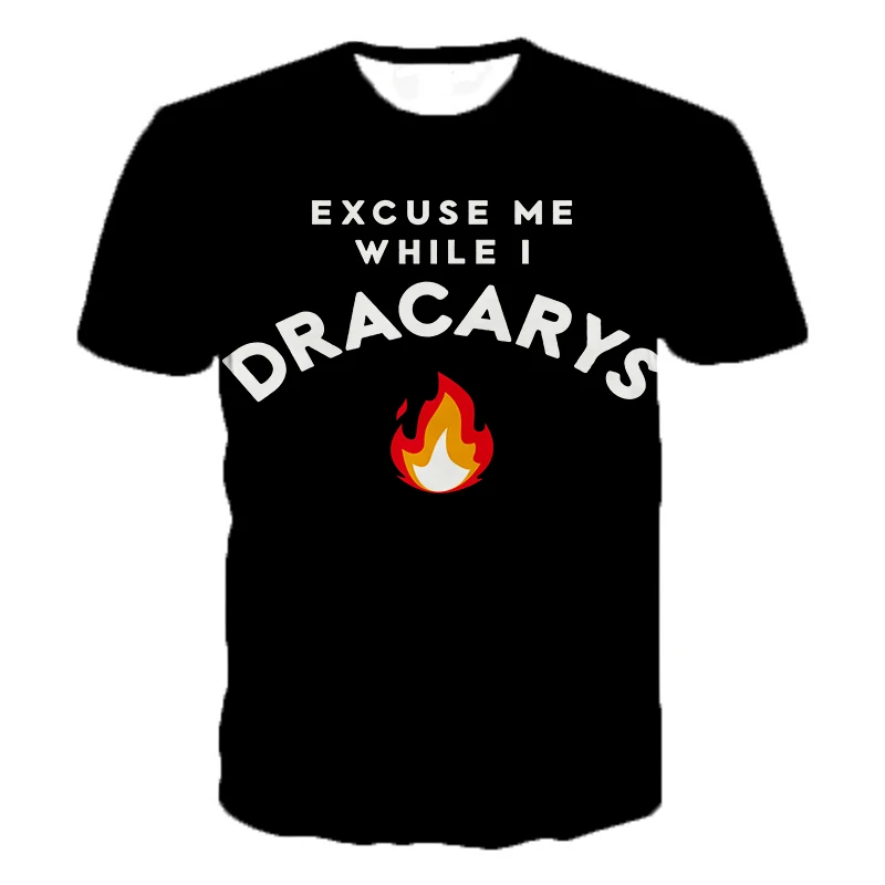 

2019 Men Women Short Sleeve T Shirt Dracarys 3D Printed T-shirts Personality Film Game of Thrones Daenerys T-shirt 2XS-5XL