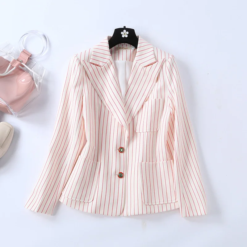 High end на бедрах осенний полосатый Для женщин пиджак Casacas Para Mujer Invierno 2021
