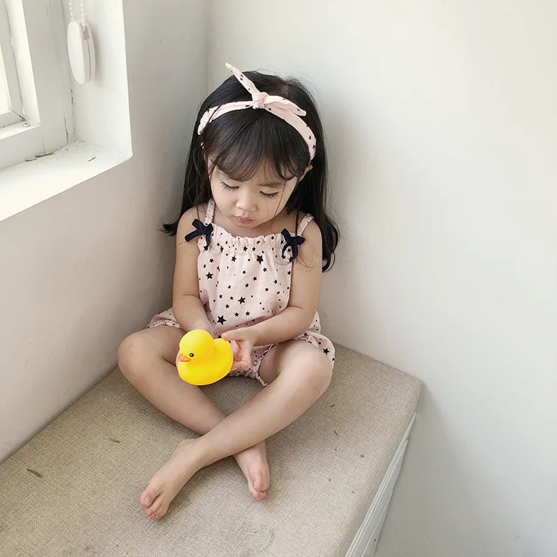 Milancel 2018 Baby Girls Overalls Star Print Girls Clothes Summer