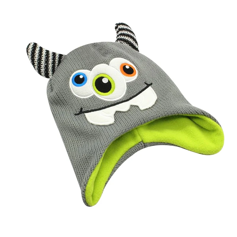 Cute Owl Baby Hat For Girls Cotton Thick Warm Beanie Cartoon Monster Kids Hat Embroidery Baby Girls Beanie With Ears Winter Hat (2)