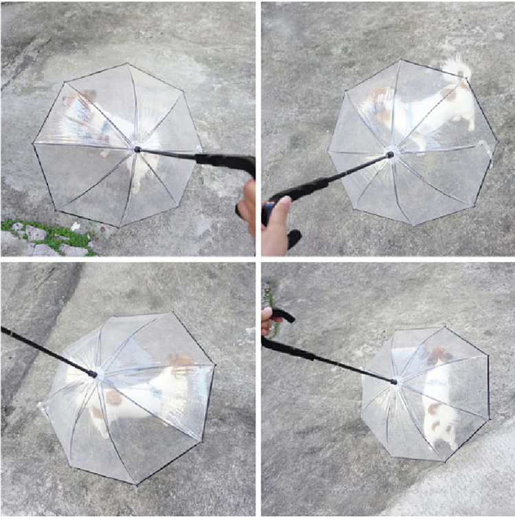 Petshy прозрачный зонтик для питомца, собака, кошка, портативный съемный дождевик с поводком, Открытый дождевик для собак, аксессуары для домашних животных
