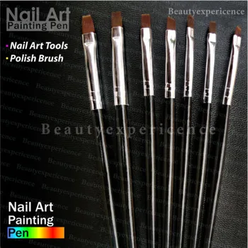 

7pcs New Flat Sable Nail Pen Brush Art Paint Dot Detailed Tool Rhinestone Decoration