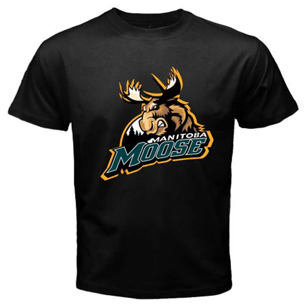 New MANITOBA MOOSE AHL Hockey Throwback Style Men's Black T-Shirt Size S to 3XL Cheap wholesale tees 100% Cotton For Man | Мужская
